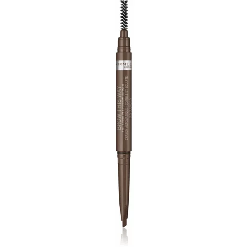 Rimmel London Brow This Way olovka za obrve sa četkicom 2 u 1 nijansa 002 Medium Brown 0,25 g
