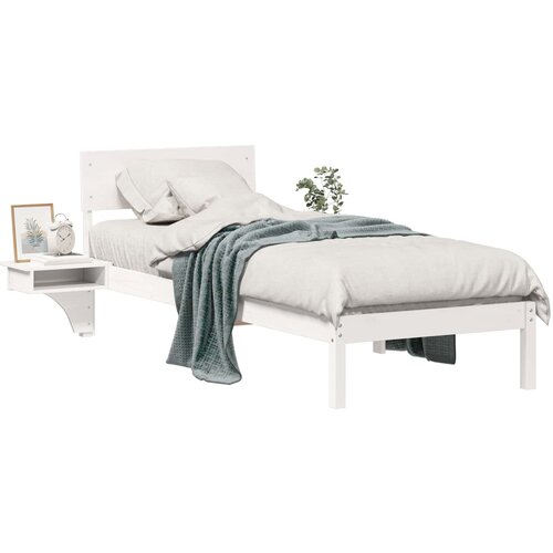 vidaXL Konstrukcija postelje Bela 75 x 190 cm Masivno borovo les, (5000127534) Cene