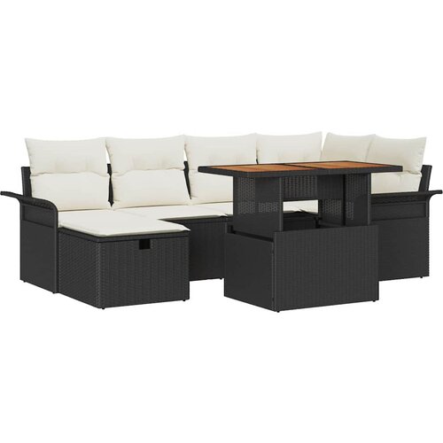  Sjedeća garnitura za vrt 7 kom. Crna poliratan 242.5 x 132.5 x 85 cm Slike