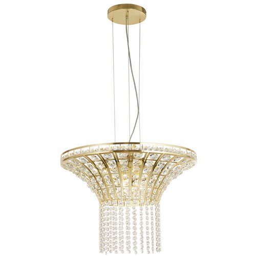 Searchlight Gemma 8-lučni okrogli obesek iz satenaste medenine, prozoren kristal, (22100925) Cene