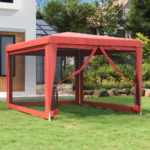 Šator za zabave s 4 mrežasta bočna zida crveni 3 x 4 m HDPE Cijene