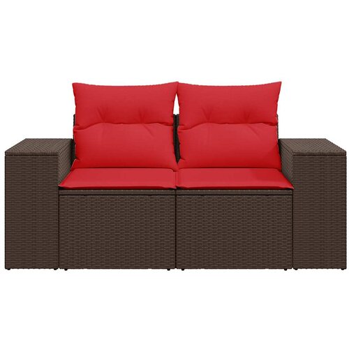  Vrtna sofa s jastucima za 2 osobe, smeđa, poliratan Slike
