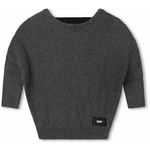 Dkny Otroški pulover s primesjo volne siva barva