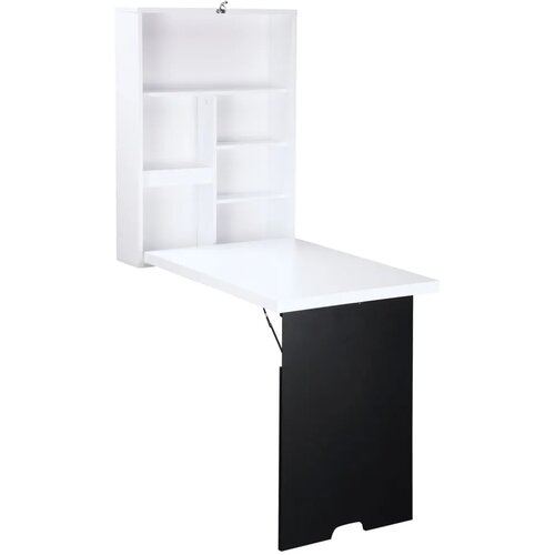  Zidni radni stol sklopiva ploča 5 pretinaca 60x94 5x147 cm crno/bijela Slike