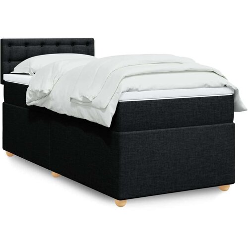  Krevet s oprugama i madracem crni 90x200 cm od tkanine Slike