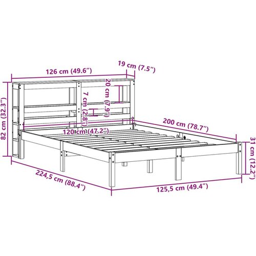 VidaXL Okvir kreveta bez madraca 120 x 200 cm od masivne borovine Slike