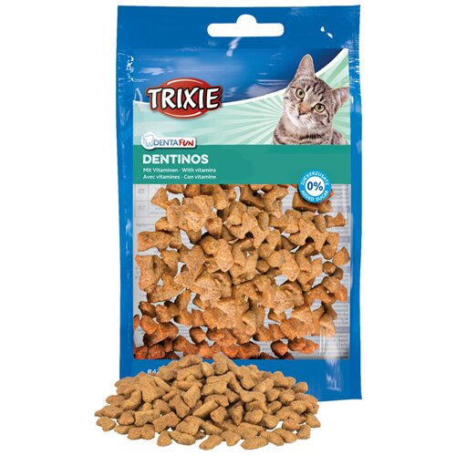 Trixie poslastica za mačke za čišćenje zuba denta fun dentinos, 50g Slike