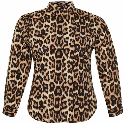 Trendyol Curve Multi Color Leopard Pattern Plus Size Shirt Slike