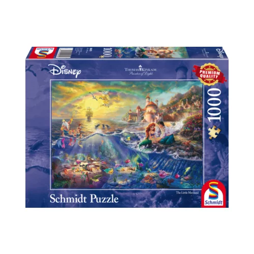 Schmidt Spiele Puzzle - Disneyjeva mala morska deklica Ariel - Thomas Kinkade, 1000 delov