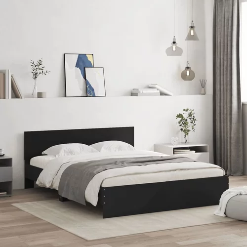 vidaXL Okvir za krevet s uzglavljem crni 140x190 cm