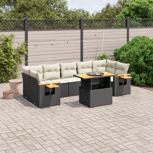 VidaXL 8-dijelni set vrtnih sofa od poliratana s jastucima crni Slike