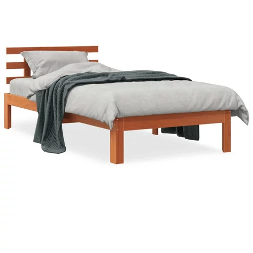  Okvir kreveta s uzglavljem voštano smeđi 90x200 cm od borovine