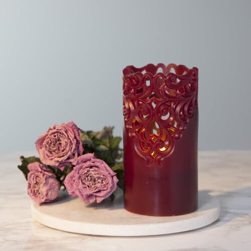 Star Trading LED svijeća od crvenog voska Clary, visina 15 cm Slike