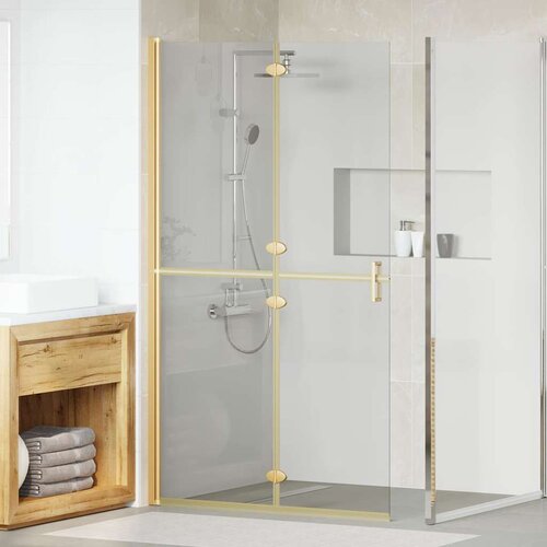 vidaXL Zid za walk-in tuš Ostalo Zlatna i prozirna 110 x 190 cm Cijene