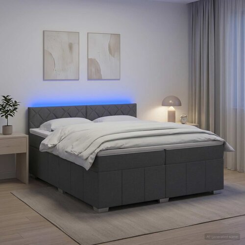  Boxspring krevet s madracem Tamnosiva 200 x 200 cm Tkanina Cijene
