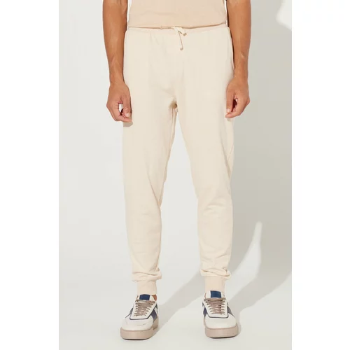 ALTINYILDIZ CLASSICS Men's Beige Standard Fit Normal Cut 100% Cotton Pocket Comfortable Sweatpants.