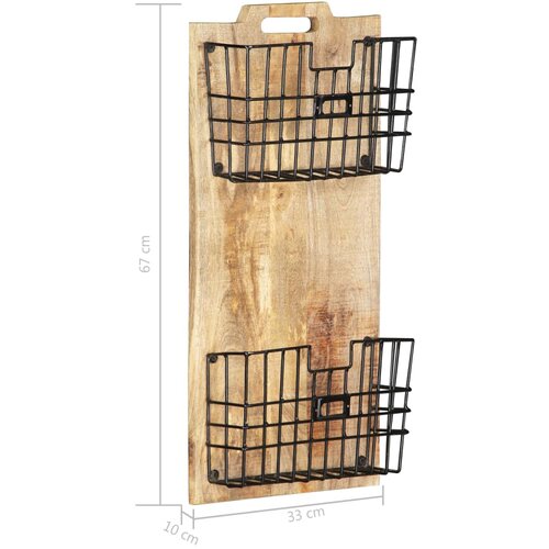  Zidni stalak za časopise 33x10x67 cm masivno grubo drvo manga Slike