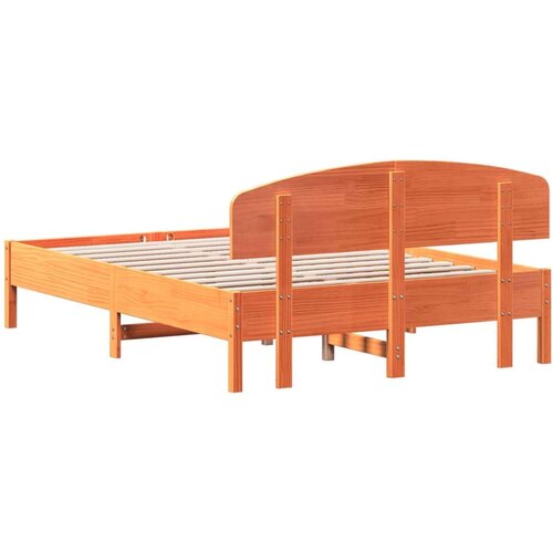 VidaXL Okvir kreveta s uzglavljem vo&amp;scaron;tano smeđi 135x190 cm od borovine Slike