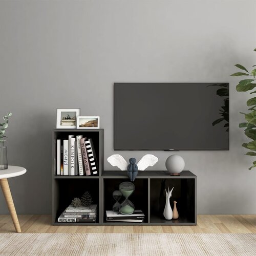 The Living Store TV omarice 2 kosa visok sijaj sive 72x35x36,5 cm iverna plo&amp;scaron;ča - TV Omarica, (21374740) Slike