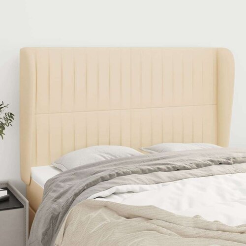  Uzglavlje s u&amp;scaron;ima krem 147x23x118/128 cm od tkanine Slike