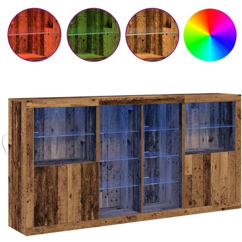  Skrinja s LED svjetlima stari drvo 202x37x100 cm inženjerska drva skrinja s LED svjetlima stari drvo 60.5x37x100 cm skrinja s Slike