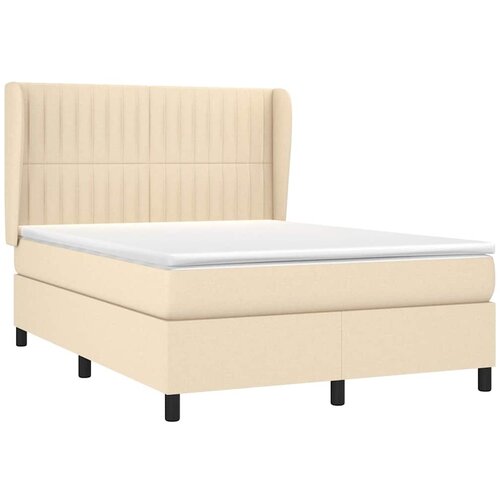  Krevet s oprugama i madracem krem 140 x 190 cm od tkanine Slike