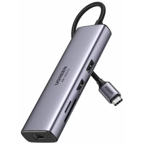 Ugreen večportni adapter 7v1, USB-C, HDMI + čitalec kartic + USB + PD 100W 60515