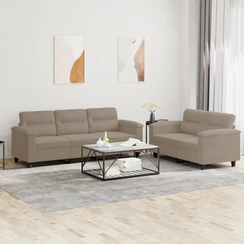  2-dijelni set sofa s jastucima smeđesivi od mikrovlakana Tupe Cijene