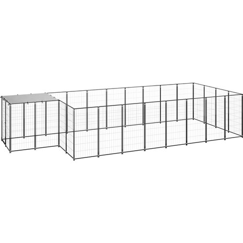 vidaXL Pasji boks črn 10,89 m&sup2; jeklo, (20799119) Cene