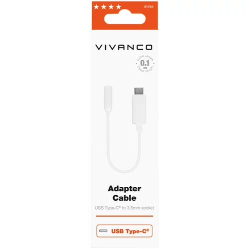 Vivanco 0,1M USB-C AUF 3,5MM, weiß 61764 0,1M USB-C AUF 3,5MM ADAPTER