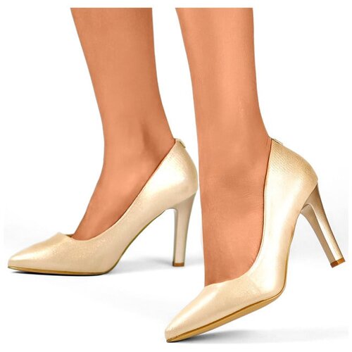 Primohurt Women&amp;#039;s gold pumps with a comfortable heel, elegant gold women&amp;#039;s shoes Slike