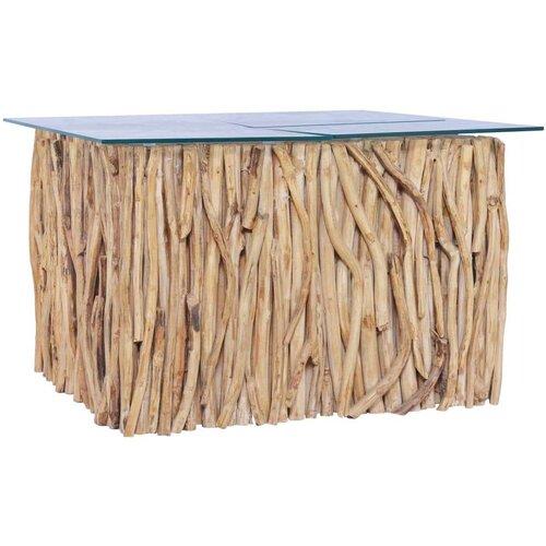  Stolić za kavu sa staklenom površinom 66x66x40 cm od tikovine Cijene