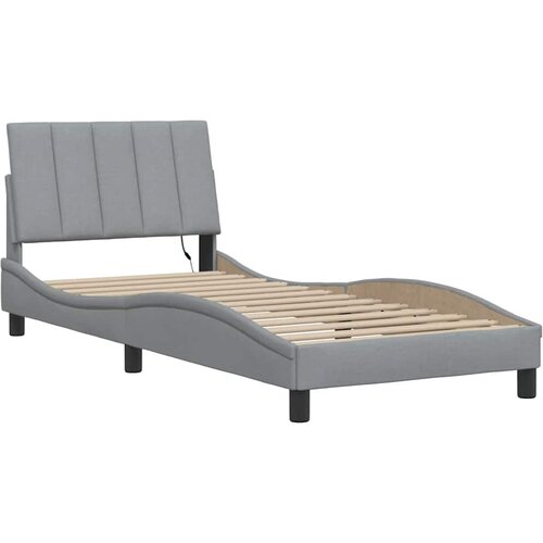  Okvir za krevet bez madraca Hanko svjetlosivi 90x190 cm od tkanine Slike