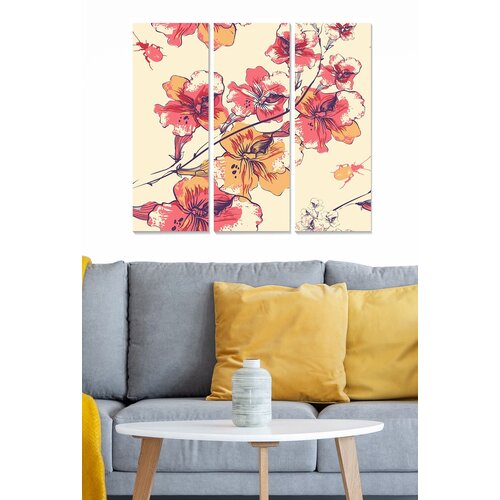 Wallity MDF102352135 Multicolor Decorative MDF Painting (3 Pieces) Cene