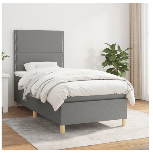  Box spring postelja z vzmetnico temno siva 100x200 cm blago Cene