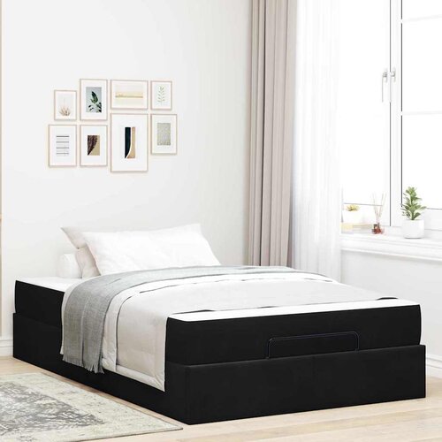 vidaXL Konstrukcija postelje s shranjevanjem Črna 120 x 200 cm Žamet Cene