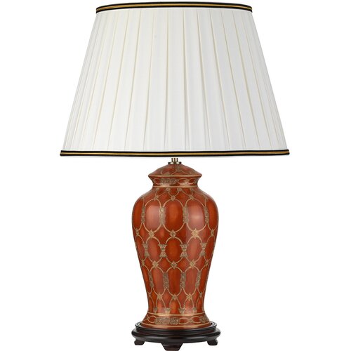 Elstead Lighting Elstead Lightbox Tradicionalna orientalska keramična namizna svetilka Datai iz terakote, slonoko&scaron;čeni bombažni senčnik, (22099461) Cene