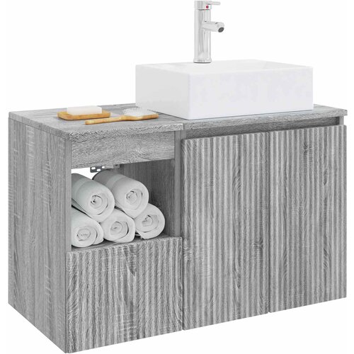  Set namje&amp;scaron;taja za kupaonicu 2 kom. Siva Sonoma 49,5 x 41 x 79,5 cm Slike