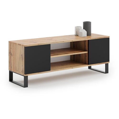 Kobi Furniture TV omarica Focus, stil loft, zlati craft hrast - črna, (20625986) Cene