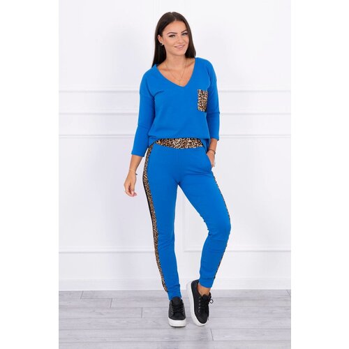 Kesi Set with a panther motif purple-blue Slike