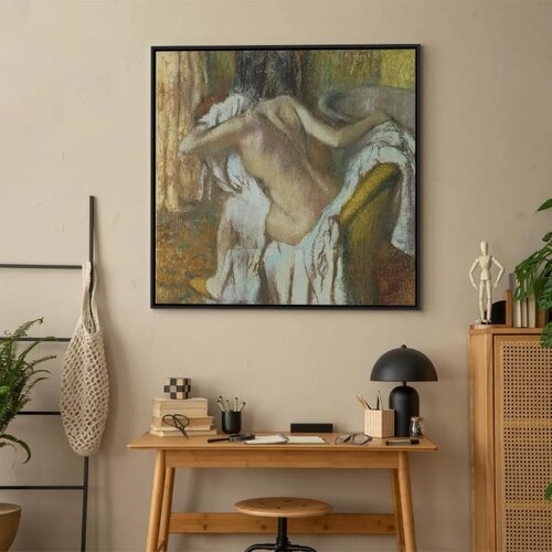  Slika - Edgar Degas &amp;ndash; Woman drying herself 80x80 U crnom drvenom okviru Slike
