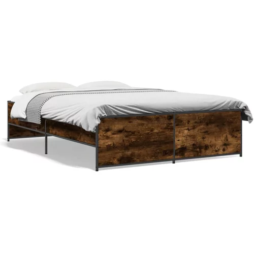 vidaXL Okvir za krevet boja hrasta 135x190cm konstruirano drvo i metal