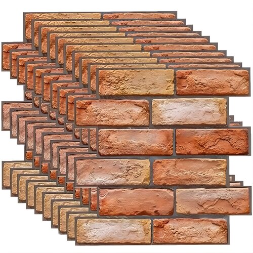 IZMAEL 3D Ciglana samoljepljiva tapeta - Crvena / 10kom Slike