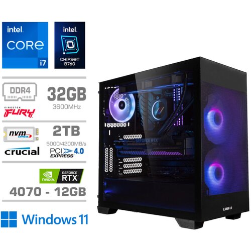 MEGA Računalnik MT S7X GAMER i7-12700K/RTX4070/32GB/2TB-4.0/750W/Win11Home/črna RGB, (21218405) Slike