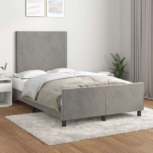  Posteljni okvir z vzglavjem svetlo siv 120x200 cm žamet, (20794817) Slike