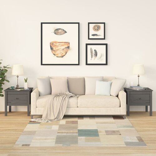 vidaXL Stranske mizice 2 kosa sive 50x50x49 cm trdna borovina Cene