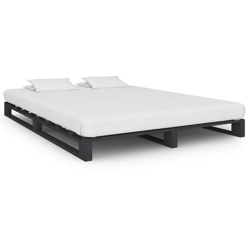 vidaXL Okvir za krevet od paleta od masivne borovine sivi 120 x 200 cm