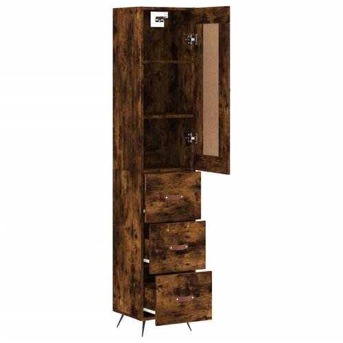  Visoka komoda dimljeni hrast 34,5x34x180cm konstruiranog drva Slike