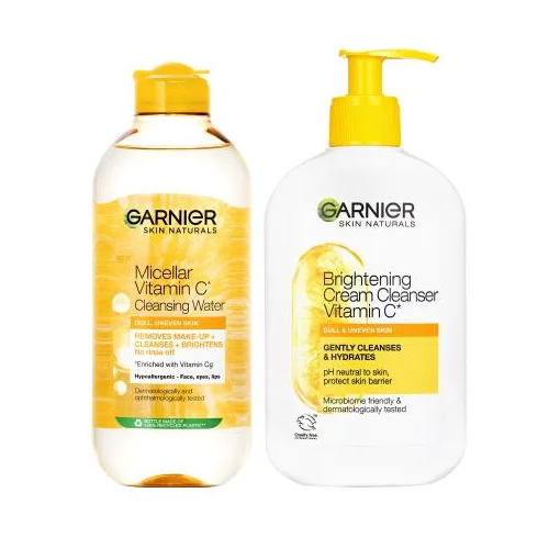 Garnier Skin Naturals Vitamin C Brightening Cream Cleanser Set čistilna krema 250 ml + micelarna vodica 400 ml za ženske