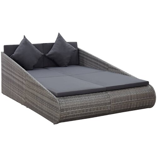 vidaXL Vrtna postelja siva 200x139 cm poli ratan Cene